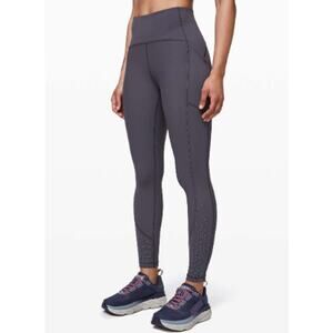 Lululemon Women's Leggings Tightest Stuff Tight Moonwalk Grey Purple 2 Running